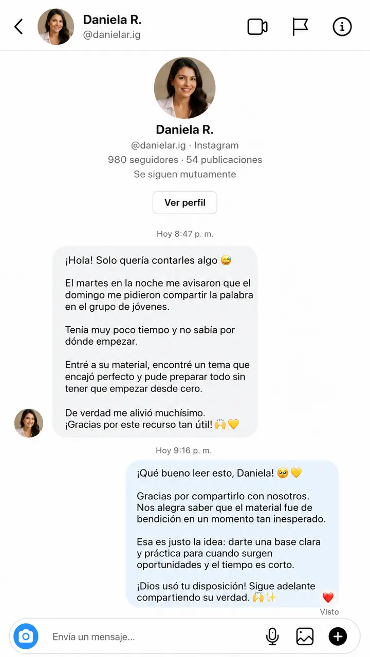 Testimonio de Daniela sobre preparar un mensaje en poco tiempo